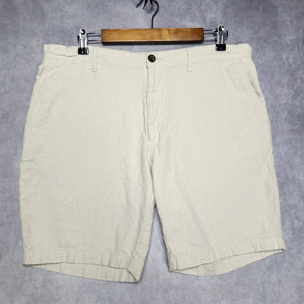 Goodfellow & Co Mens 36 Every Wear Linen Cotton Blend Shorts Beige 9 Inseam